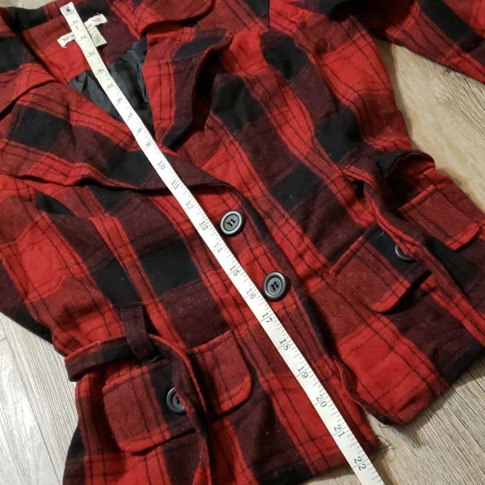 Red plaid tartan vintage wool blazer/jacket - Picture 5 of 8